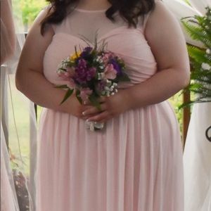 Davids Bridal petal pink bridesmaid dress.